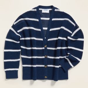 NWOT Navy white stripe Cardigan